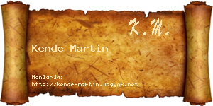 Kende Martin névjegykártya