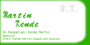 martin kende business card